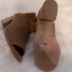 Brand new Cognac open toe booties size 8